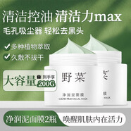 野菜深層清潔毛孔泥膜面膜保濕去黑頭抗皺緊致舒緩控油涂抹面膜男女 200g【去黑頭】清潔泥膜*2