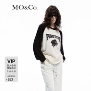 MO&Co.春秋美式復古寬松毛衣紅色摩安珂 米白色 XS 155