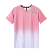 栢斐荻（BYPHYTEE）夏季運動服套裝冰絲速干衣數(shù)碼印新款男士速干運動短袖跑步上 粉色【單件上衣】 M