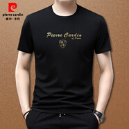 皮爾卡丹（pierre cardin）2025新款圓領(lǐng)冰絲莫代爾棉針織短袖潮牌大碼修身半袖男裝體恤 P1083黑色圓領(lǐng)短袖 XL