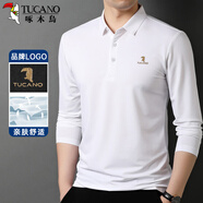 啄木鳥（TUCANO）長(zhǎng)袖T恤男春秋季商務(wù)休閑翻領(lǐng)polo衫經(jīng)典百搭上衣男裝 白色3XL