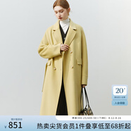 范思藍(lán)恩22FS4099西裝式雙面呢子大衣女中長款秋冬韓系羊毛呢外套 嫩芽黃 M