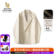 William fox&sons新復(fù)古回潮仿麂皮絨小西服男輕商務(wù)復(fù)古寬松易打理便西休閑西裝男 米白色（雙排扣） L /50