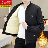 啄木鳥夾克男士裝外套春秋季款休閑棒球服上衣服 黑色 加絨 2XL