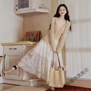 真即大碼旗袍高腰襯裙蕾絲中長(cháng)款鏤空半身裙打底新款百搭中長(cháng)款裙大擺 白色-帶內里襯+可單穿蕾絲仙女裙 均碼 84-156斤可穿【約5M大擺裙