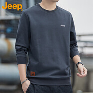 JEEP吉普衛衣男士長(cháng)袖t恤春季純色打底體恤圓領(lǐng)休閑運動(dòng)上衣服男 8001碳灰【Jeep官方】 M 90斤--110斤