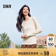 森馬（Semir）長(zhǎng)袖T恤女吸濕發(fā)熱抗菌緊身內(nèi)搭2024圓領(lǐng)抓絨套頭衫109724101007