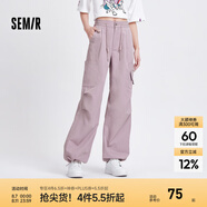 森馬（Semir）休閑褲女松緊腰闊腿褲高街酷颯風(fēng)夏設(shè)計感抽繩工裝褲潮流潮酷 紫色調(diào)00377 L