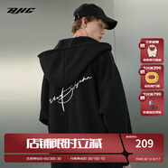 BJHG不計后果春秋簡(jiǎn)約刺繡加絨開(kāi)衫連帽衛衣男潮牌歐美風(fēng)寬松情侶外套 黑色 M