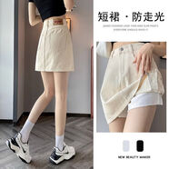 多菲尼森米白色牛仔短裙女高腰顯瘦設(shè)計(jì)感2025夏季新款防走光a字包臀褲裙 米白色牛仔裙 常規(guī)
