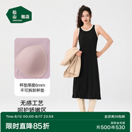 松山棉店商場(chǎng)同款二合一女士睡裙短袖小薄荷羅紋舒適親膚彈力夏季睡衣 帶杯背心裙-黑色 M （160）