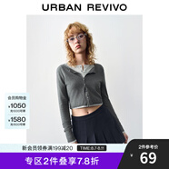 UR秋季新款女裝曠野美拉德百搭修身針織開衫UWB940014 深灰 S