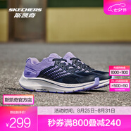 斯凱奇（Skechers）暮光鞋丨2025新品運動(dòng)跑鞋男女款高回彈輕質(zhì)吸震綁帶休閑鞋 女款-海軍藍色/薰衣草色/NVLV 35.5