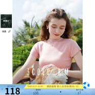 三彩2025春季新款修身短款套頭針織衫立領(lǐng)短袖收腰毛衫M 淺粉 M 160/84A