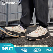 FILA FUSION斐樂潮牌男鞋BANK II專業(yè)滑板鞋2024冬新款運(yùn)動(dòng)鞋板鞋 古白色/水泥棕-AC 41