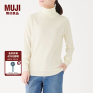 無印良品 MUJI 女式 天竺 高領(lǐng)毛衣 長袖針織衫 米白色 XL