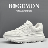 BOGEMON【輕奢定制 限量款】專柜同款手工厚底增高頭層牛皮休閑定制男鞋 白色 （99050） 38 （標(biāo)準(zhǔn)歐碼皮鞋碼）