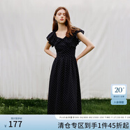 范思藍(lán)恩黑色波點(diǎn)顯瘦飛飛袖連衣裙女2024夏季新款小黑裙子12919 黑白波點(diǎn) XS