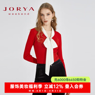 卓雅周末（JORYA weekend）安妮公主系列|23春季新款蝴蝶結(jié)珠飾修身長(zhǎng)袖羊毛針織衫EJWCCM16 紅色-預(yù)售7天 S-預(yù)售7天