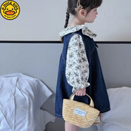 G.duck女童連衣裙套裝春秋兒童公主裙秋裝小女孩洋氣襯衫寶寶牛仔背心裙 熱售碎花長(cháng)袖上衣 80 建議身高76-85cm 9-12個(gè)月