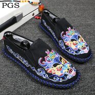 色鬼刺繡布鞋老北京手工布鞋男社會鞋臉譜鞋花布鞋小白鞋潮 降龍 39