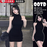 JIOESC純欲辣妹風(fēng)高領(lǐng)無袖連衣裙女性感高級(jí)感收腰顯瘦氣質(zhì)打底包臀短裙 黑色 均碼 【90-120斤內(nèi)】