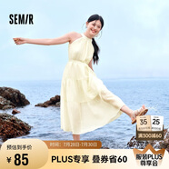 森馬觀園吉聯(lián)名連衣裙女肌理國(guó)風(fēng)夏收腰寬松掛脖長(zhǎng)裙109324114021
