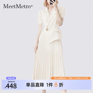 MeetMetro瑪依爾西裝連衣裙女2025秋季新款質(zhì)感職業(yè)通勤百褶裙 夏款杏色 L