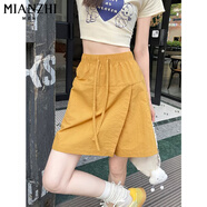 棉致夏季冰絲山本工裝短褲女薄款2025新款小個(gè)子高腰顯瘦a字五分褲裙 603黃色【高品質(zhì)19.5】 L 100-120斤
