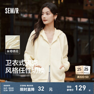 森馬（Semir）外套女中長款寬松外搭2024年新款休閑連帽松弛感針織夾克通勤百搭 奶白10501【新款 迪士尼聯(lián)名】 XS 150/76A