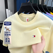 TOMMY JEANS-湯米2025夏季新款男士圓領(lǐng)純棉商務(wù)透氣休閑體恤 杏色 M 建議100-115斤