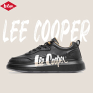 LEE COOPER男鞋夏季2025新款男士休閑百搭輕奢板鞋男款時(shí)尚潮流厚底小白鞋子 黑色 44