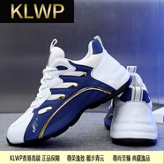 KLWP香港品牌輕奢男鞋四季新款休閑鞋時(shí)尚軟底運動(dòng)鞋 白藍色 40