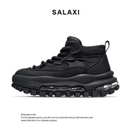 莎萊茜（SALAXI）秋冬潮牌加絨休閑鞋情侶款厚底舒適氣墊 黑色【皮里】 40