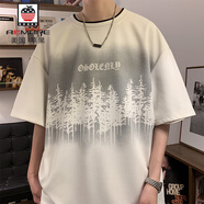 AEMAPE圓領(lǐng)短袖t恤男夏季美式潮牌撞色印花體恤衫青少年寬松休閑上衣服 TX2405白色 2XL 約150-170斤可穿
