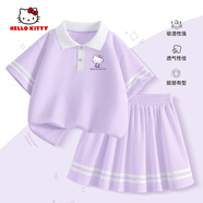 Hello Kitty凱蒂貓女童夏裝套裝2025新款薄款洋氣時(shí)髦童裝兒童polo短袖百褶裙