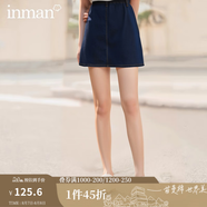 茵曼（INMAN）百搭時尚女裝短半身裙顯瘦中高腰排扣2025夏季新款顯瘦牛仔裙 深牛仔藍 S