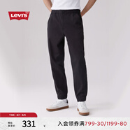 Levi's李維斯男士寬松時尚潮流百搭流行簡約通勤長款束腳休閑褲 黑色 S