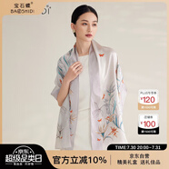 寶石蝶真絲絲巾女100%桑蠶絲旗袍披肩雙面圍巾媽媽生日禮物女禮盒/蝶語2