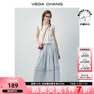 VEGA CHANG【單件送項鏈】襯衫女2025年新款夏季飛飛袖鏤空系帶甜美無袖小衫 湖水藍（半身裙） M