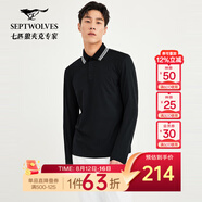 七匹狼【商場(chǎng)同款】長(zhǎng)袖T恤男新款休閑翻領(lǐng)Polo體恤衫男裝衣服上衣Z 001(黑色) L 175/96A