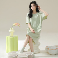 Uubras適用余兆麟[7A抗菌]女式夏季純棉短袖中長休閑大碼夏季居服 FTL-Y8818CM627 2XL 175[XXL碼]推薦140-160斤穿