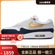 NIKE耐克AirMax1舒適輕便耐磨透氣低幫跑步鞋男款白藍 白藍 37.5