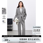 尚都比拉抗皺職業(yè)西裝套裝女春秋正裝小西服外套闊腿褲兩件套 霜灰 S 