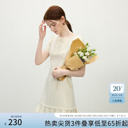 范思藍(lán)恩氣質(zhì)辣妹短袖連衣裙女2025夏新款收腰拼接百褶裙子2062 白色 L