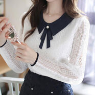 落跑姐妹 RUNAWAY SISTERS韓版蕾絲雪紡衫女2025夏季中袖洋氣小衫 LS2026新 長袖 白色 M