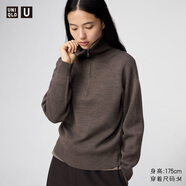 優(yōu)衣庫合作款/女裝雙面織半拉鏈針織衫/毛衣毛衫480106 38 深褐色 S /155/80A