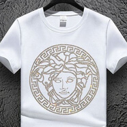 VERSACE JEANS COUTURE2025新款潮流美杜莎金色T恤男高街休閑港風(fēng)上衣?tīng)C鉆精神小 金MDS燙鉆短袖白色 XL