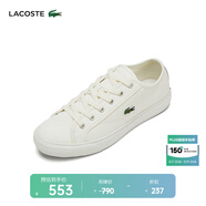 LACOSTE法國鱷魚男鞋25春夏新款時(shí)尚簡約百搭系帶帆布鞋|49CMA0017 18C/米白色 39.5 6