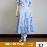 獨(dú)束大碼女裝夏少女感時(shí)尚套裝微胖mm清爽減齡襯衫+半裙兩件套 晴空藍(lán)-半身裙 L (尺碼：2) (尺碼：2)